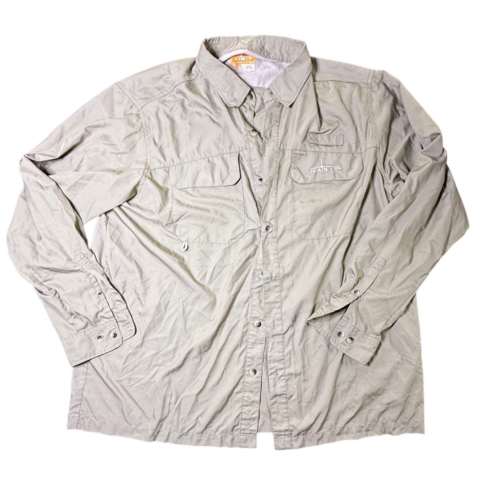 Habit XL Long Sleeve Shirt 30+ Solar‎ Factor Tan Button Up Outdoor